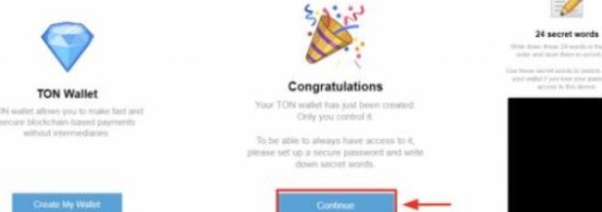 Toncoin数字钱包创建界面示意图