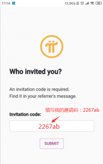 邀请码输入示意图